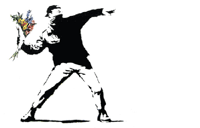 9/9 - Inspired by the Paris riots of Mai 1968, Stencil by street artist Banksy