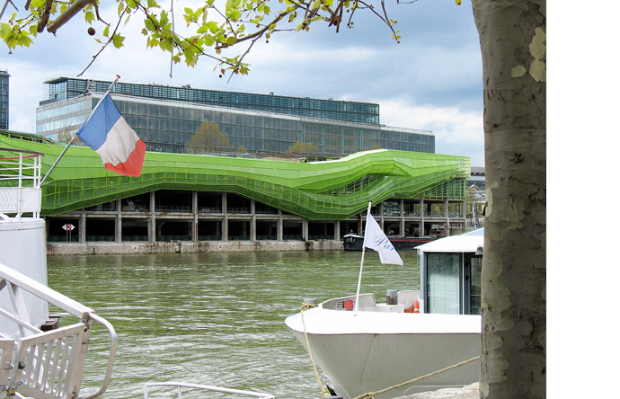 8/9 - The facade of the new fashion cultural center overhanging the Seine river