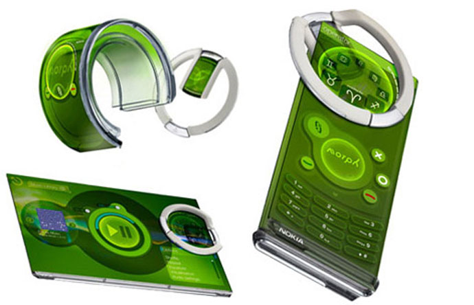 6/12 - Par Nokia, prototype de Morph, un téléphone portable translucide, flexible, et étirable.